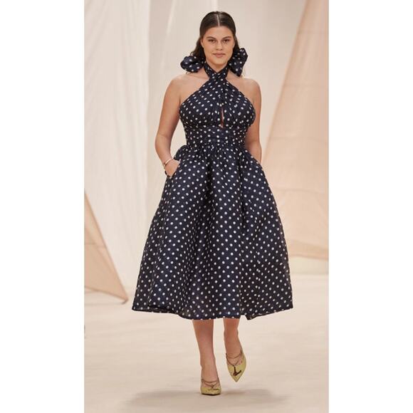 ZIMMERMANN High Tide Polka-Dot Halter Midi Dress Mesh Tulle Blue 0 (US 4) NWT - Picture 13 of 14